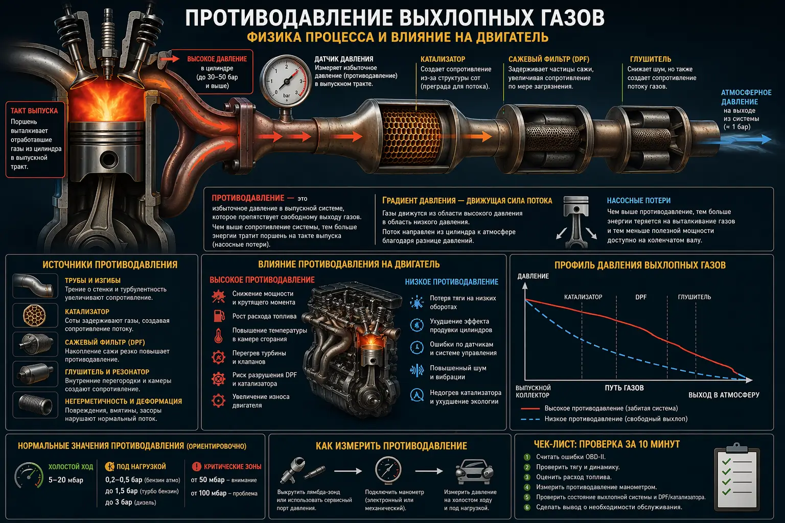 Противодавление выхлопных газов: полное руководство, нормы, диагностика Противодавление выхлопных газов: полное руководство, нормы, диагностика